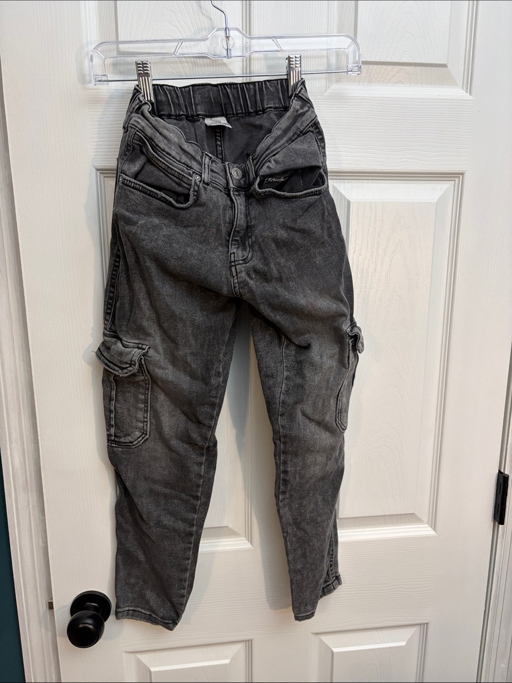 Zara Kids Gray Washed Cargo Jeans